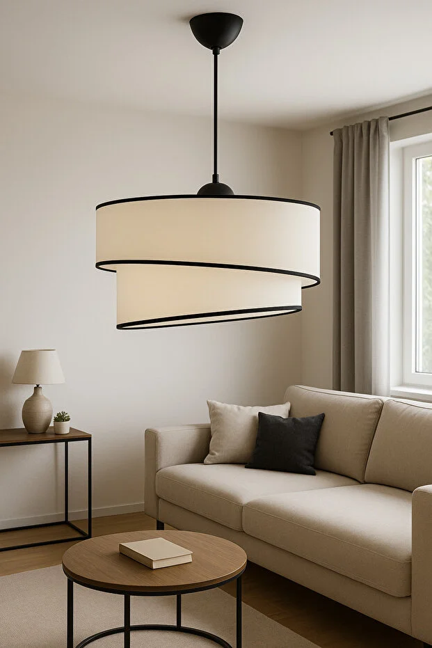 Ruzgar Modern Tekli Sarkıt Avize Krem-siyah